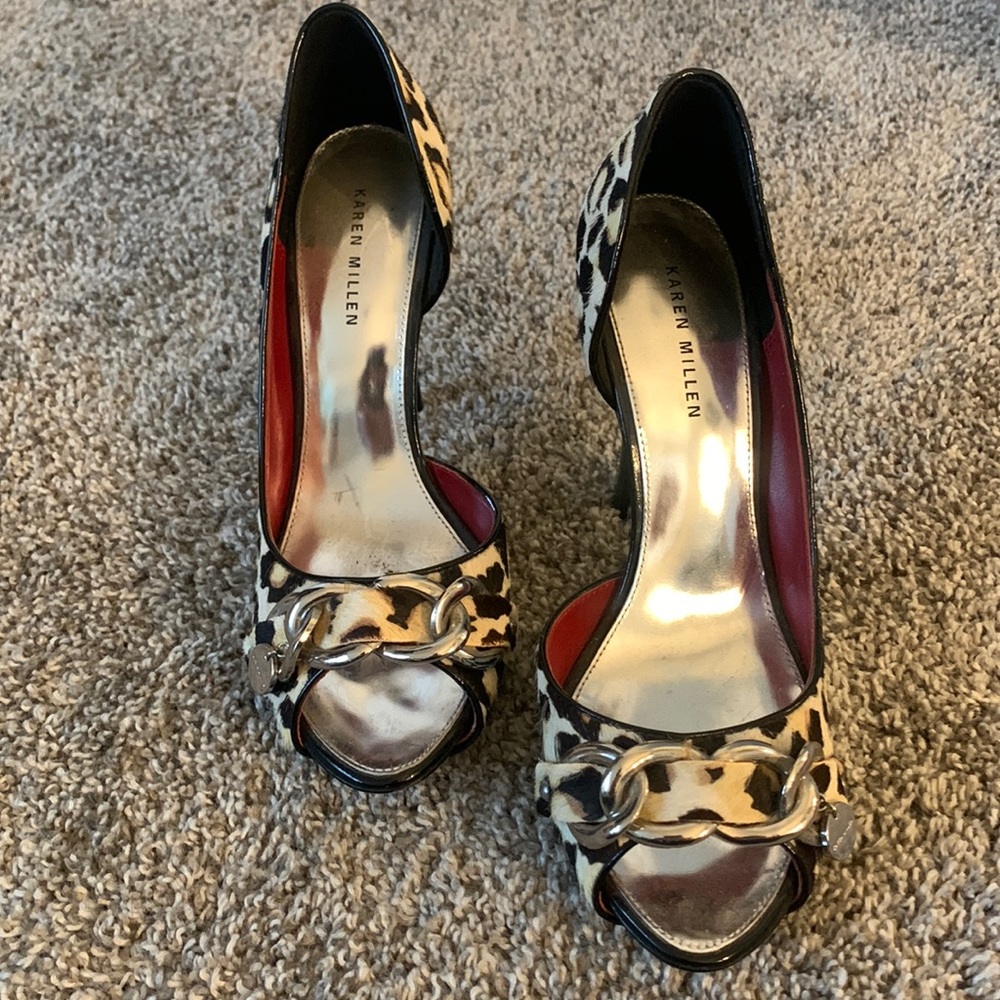 Karen Mullen leopard print shoes stunning only worn inside as part fashion show